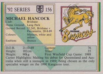 1992 Regina NSW Rugby League #156 Michael Hancock Back